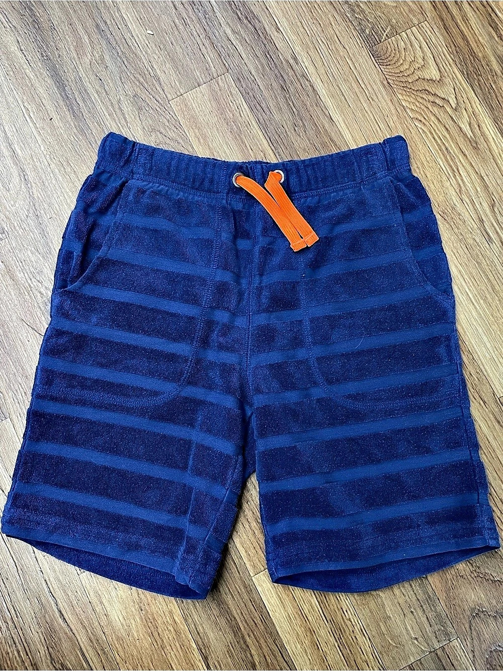 Mini Boden Striped Terry Shorts Boys Size 8Y Blue